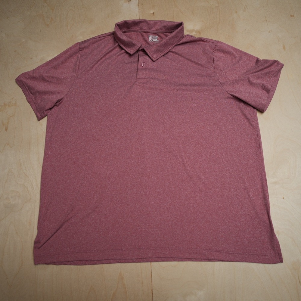 32 Degrees Cool Polo Shirt Men Red Short Sleeve Stretch Solid‎ Poly Spandex 2XL